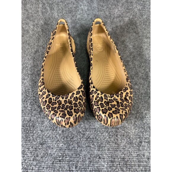 Crocs Women's 11W Leopard Print Flats Slip-On Comfort Shoes Casual - Picture 6 of 16